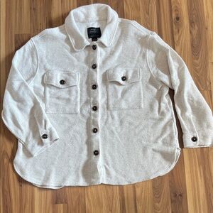 Anthropologie Textured Cream Shirt Jacket